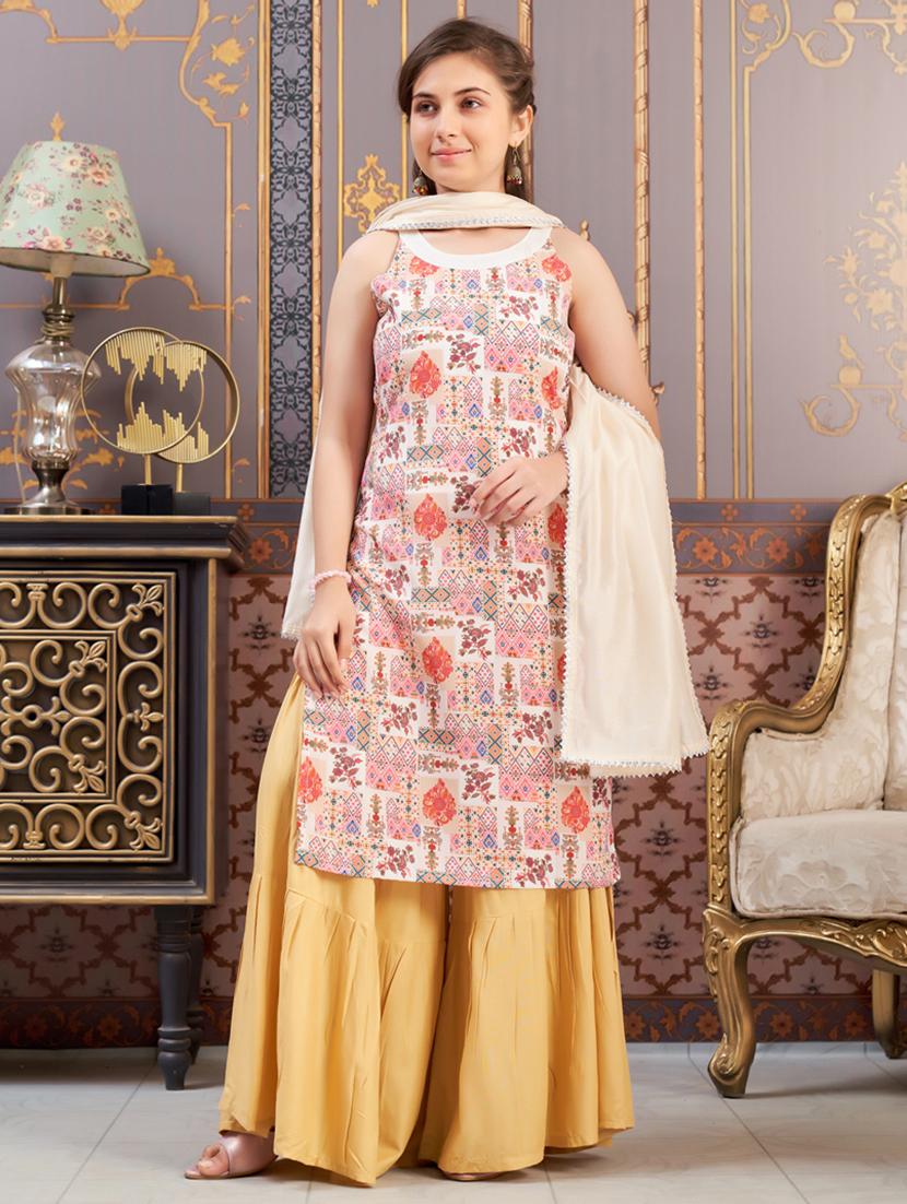 girls printed kurta and sharara with dupatta - 21786461 -  Zoom Image - 0