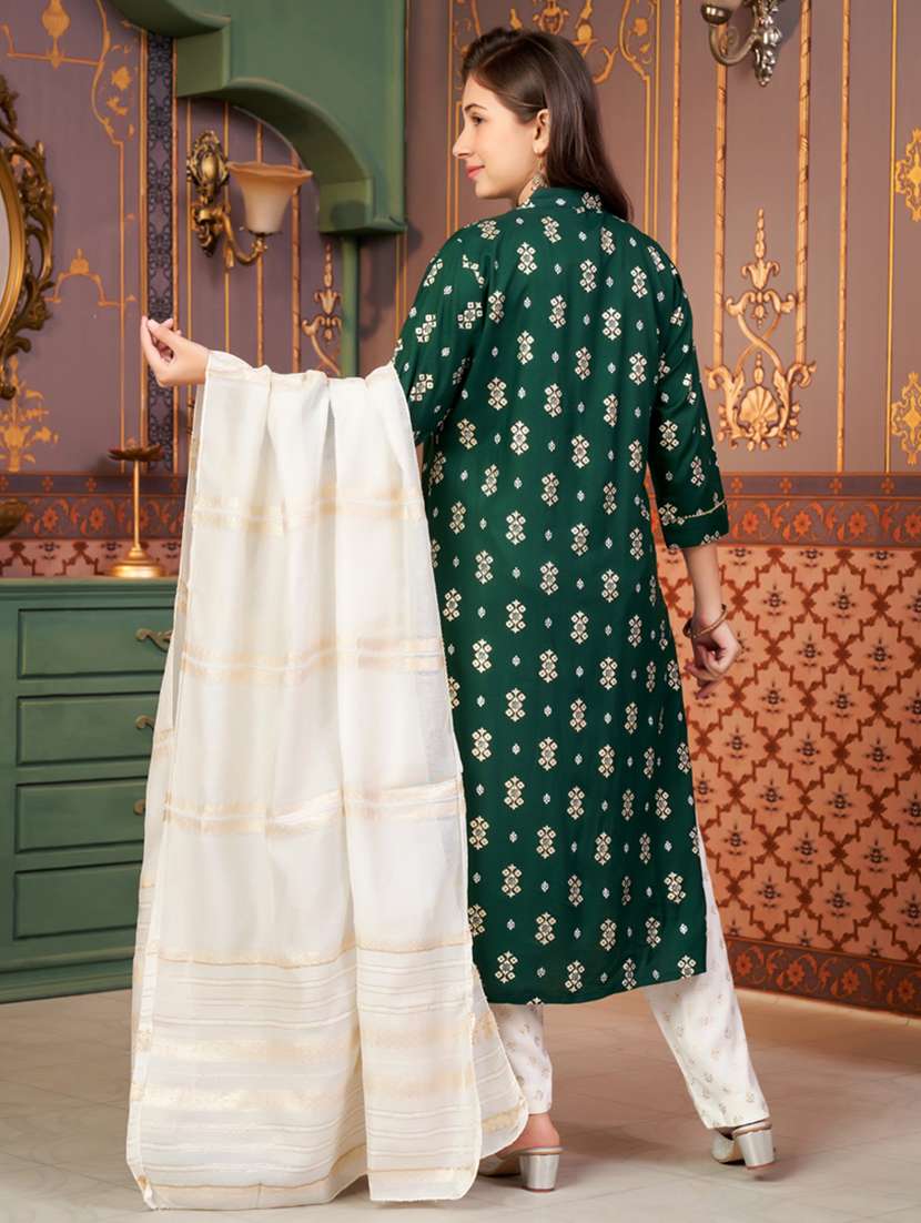 girls printed kurta and palazzo with dupatta - 21786469 -  Standard Image - 3