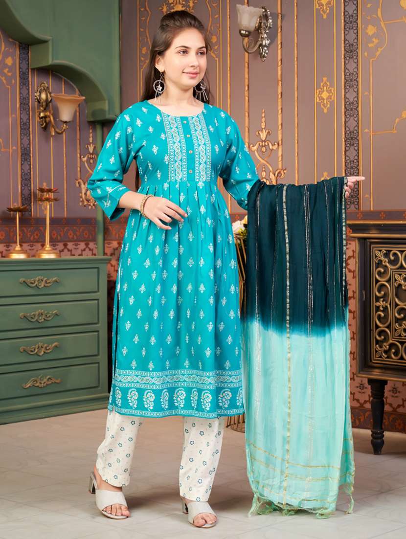 girls printed kurta and pant with dupatta - 21786471 - Zoom Image - 0
