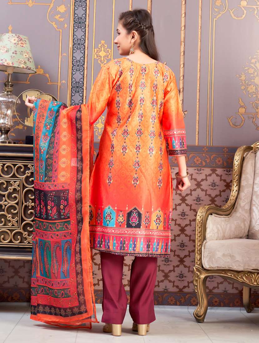 girls printed kurta and pant with dupatta - 21786474 -  Standard Image - 3