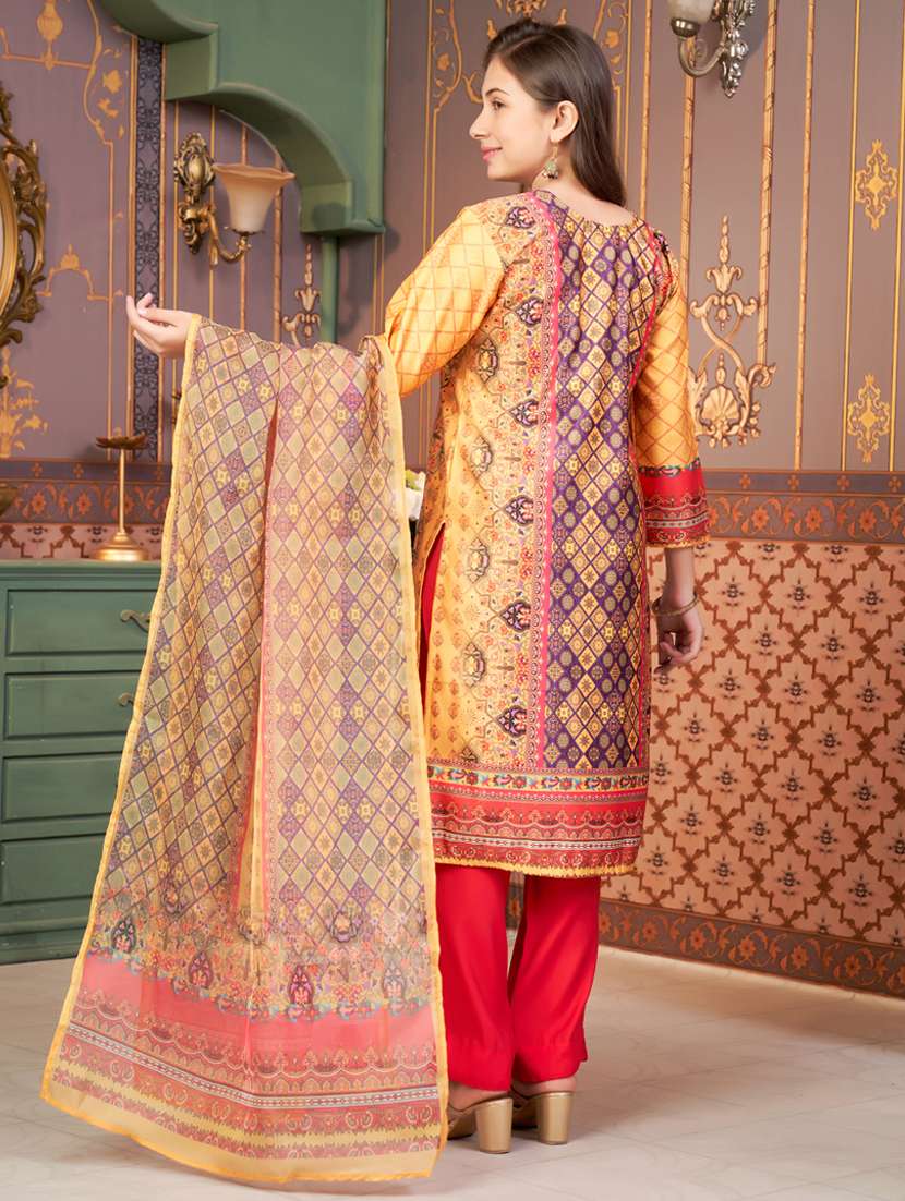 girls printed kurta and pant with dupatta - 21786475 -  Standard Image - 3