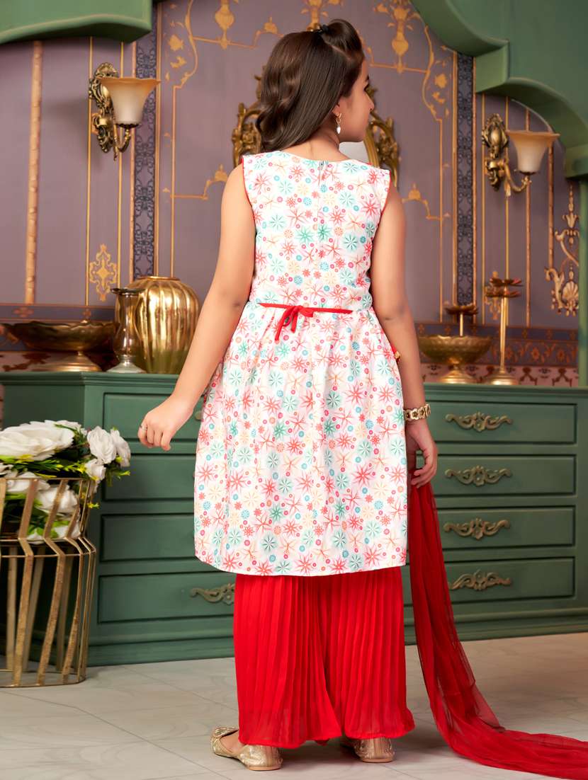 Girls Printed Kurta And Palazzo With Dupatta - 21786512 -  Standard Image - 3
