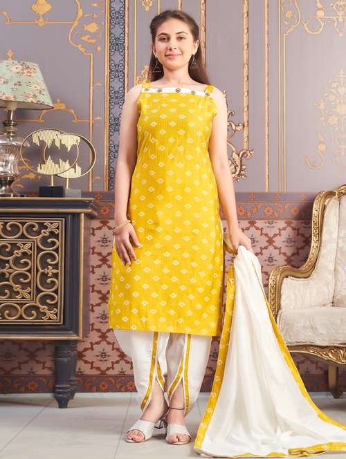 girls printed kurta and dhoti with dupatta   - 21786523 -  Standard Image - 0