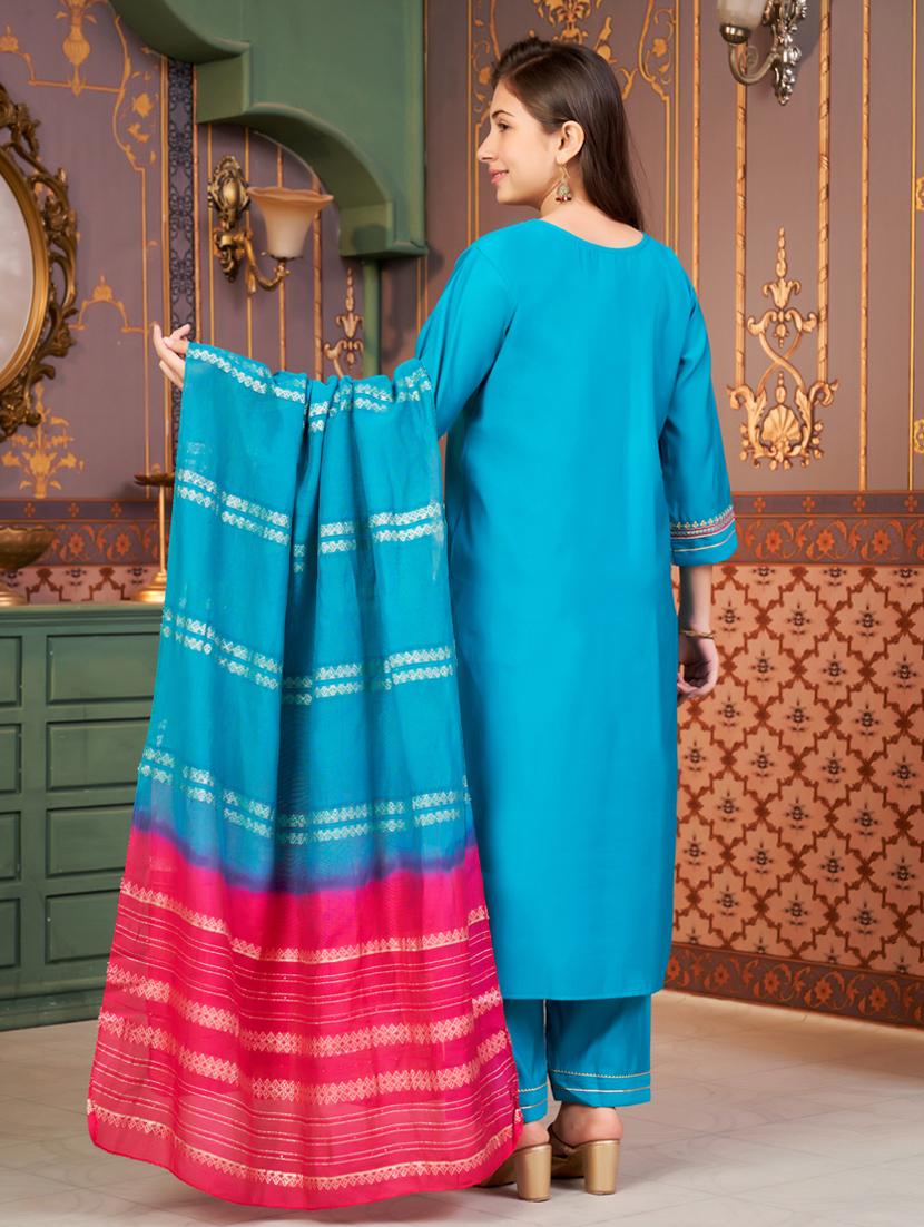 girls embroidered kurta and pant with dupatta - 21786526 - Standard Image - 3