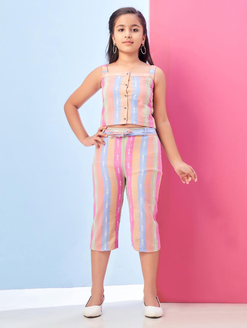 girls striped top & trouser co-ords set - 21786602 - Zoom Image - 0