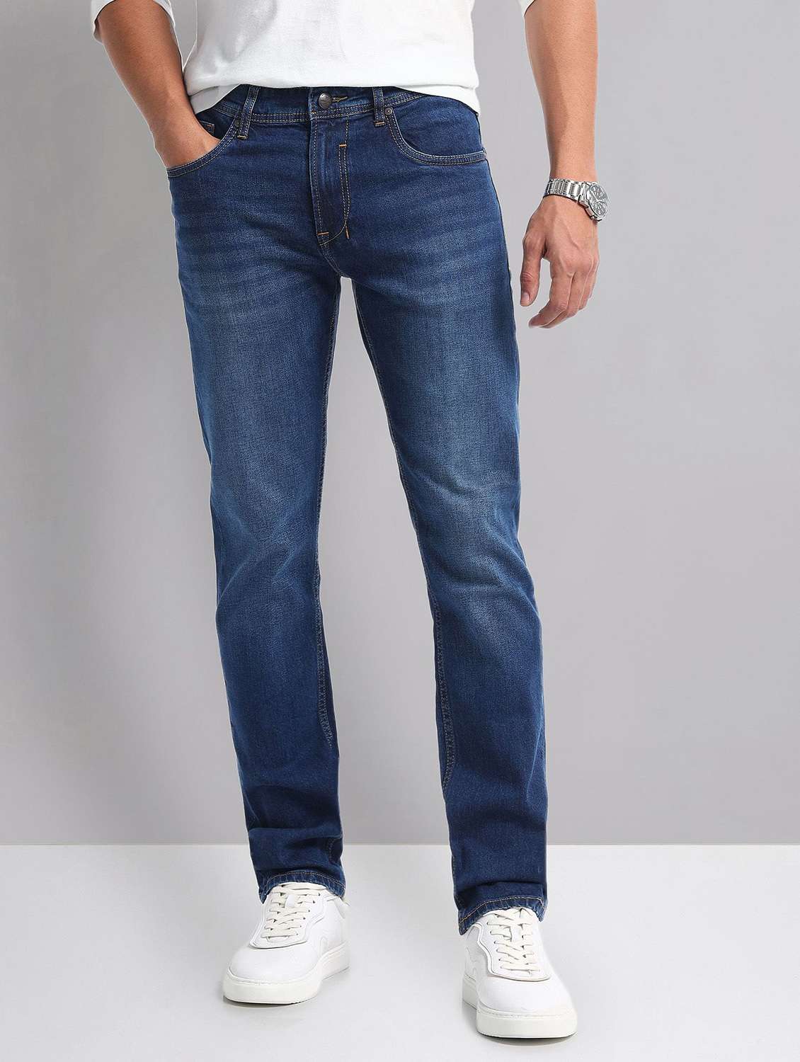 men mid rise washed jeans - 21786616 -  Zoom Image - 0