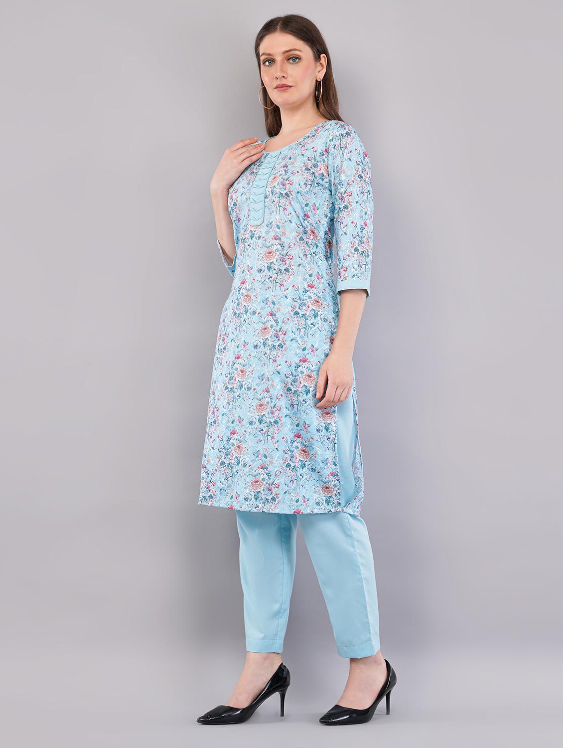 women three quarter sleeve kurta pant with dupatta set - 21786750 - Standard Image - 3