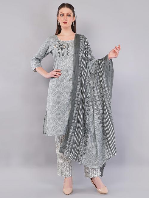women three quarter sleeve kurta pant with dupatta set - 21786754 -  Standard Image - 0