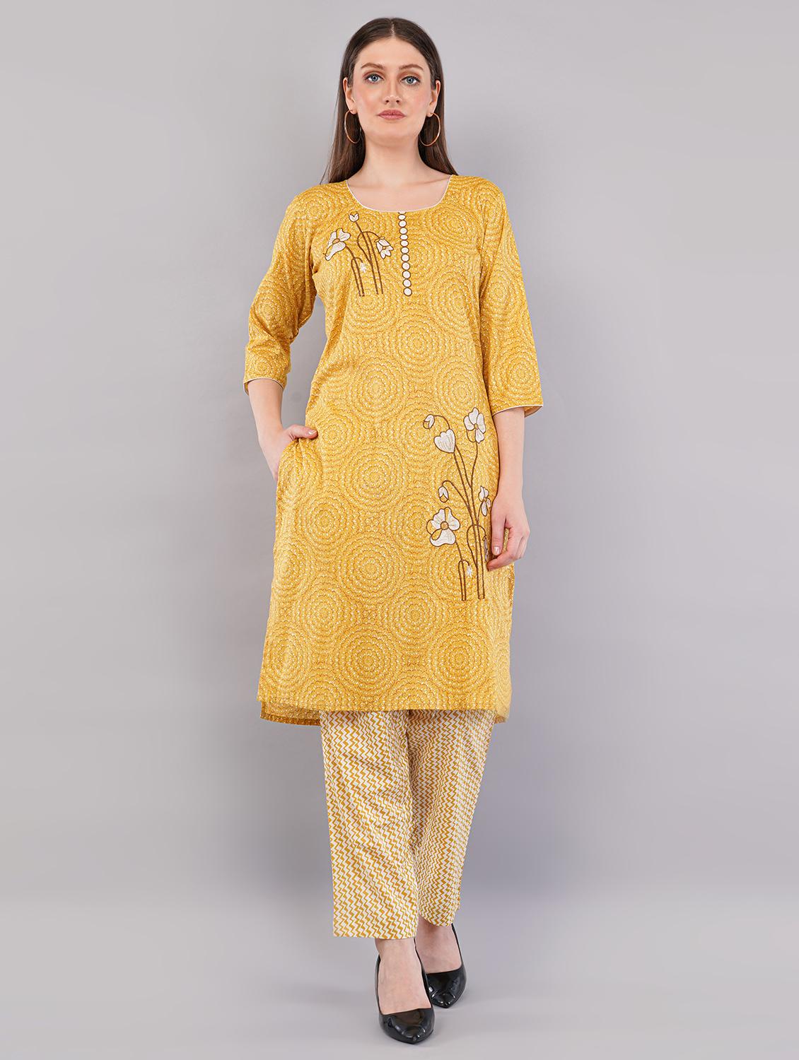 women three quarter sleeve kurta pant with dupatta set - 21786755 - Standard Image - 5