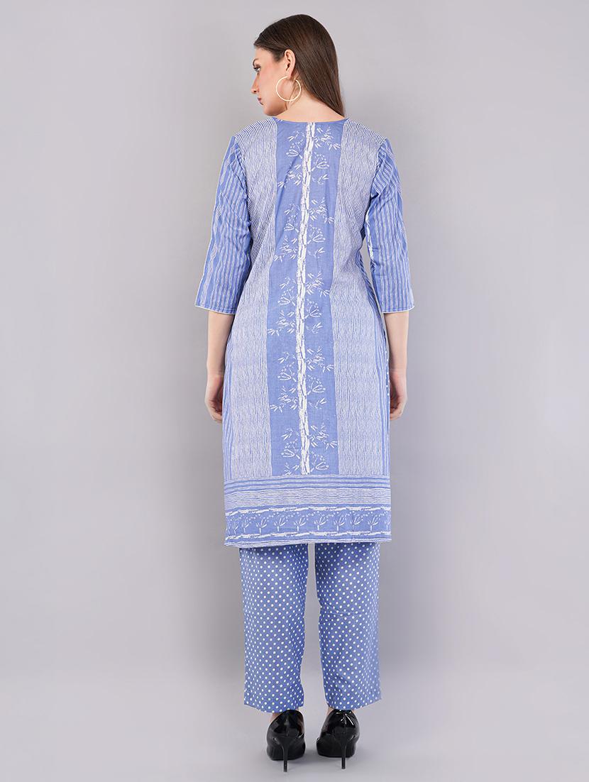 women three quarter sleeve kurta pant with dupatta set - 21786758 - Standard Image - 3