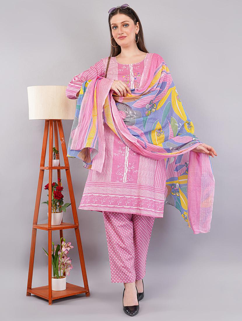 women three quarter sleeve kurta pant with dupatta set - 21786759 - Zoom Image - 0