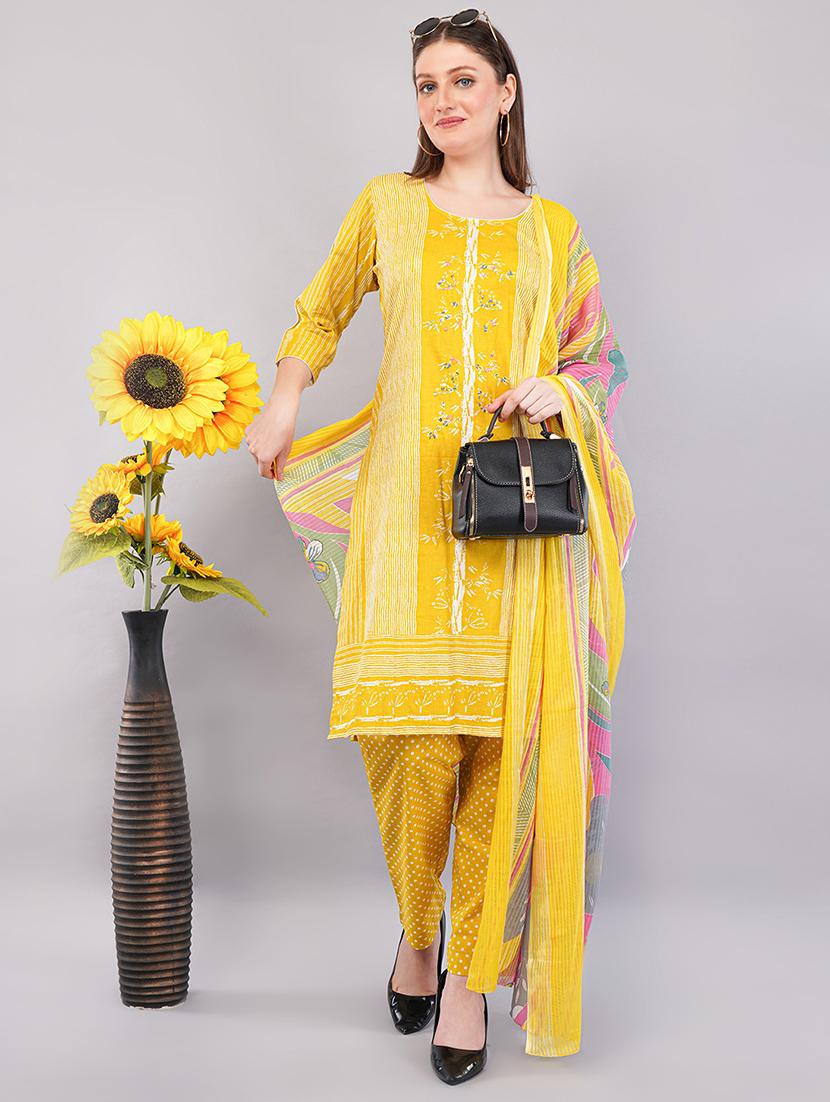women three quarter sleeve kurta pant with dupatta set - 21786760 -  Zoom Image - 0