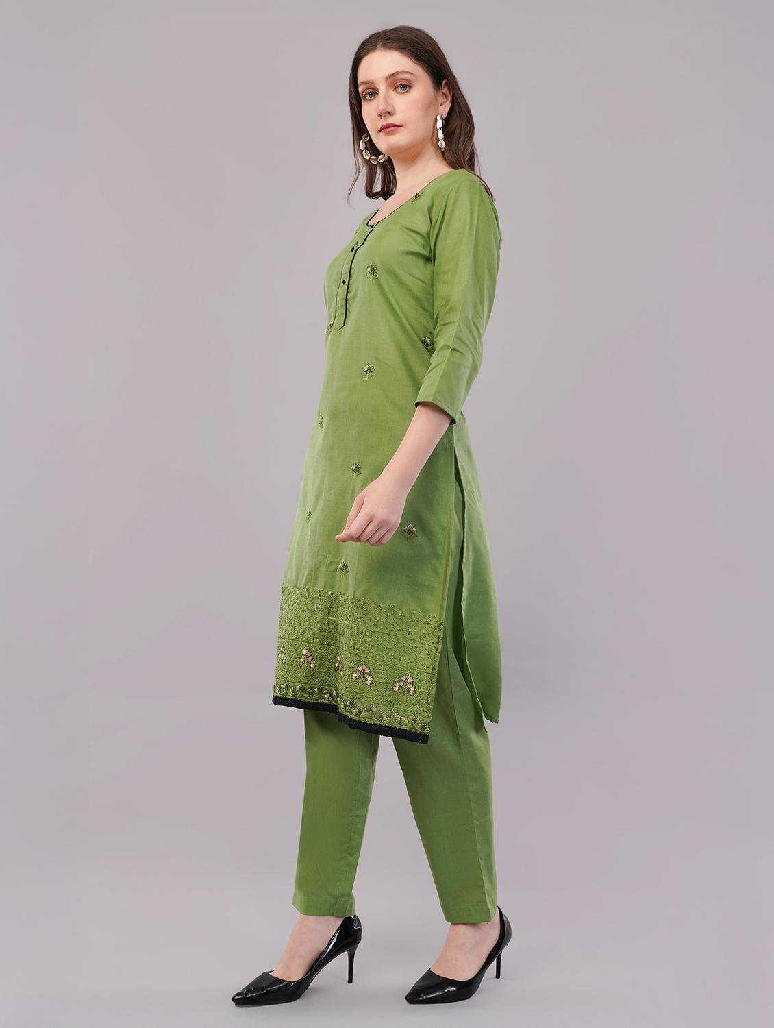 women three quarter sleeve kurta pant with dupatta set - 21786763 - Standard Image - 3