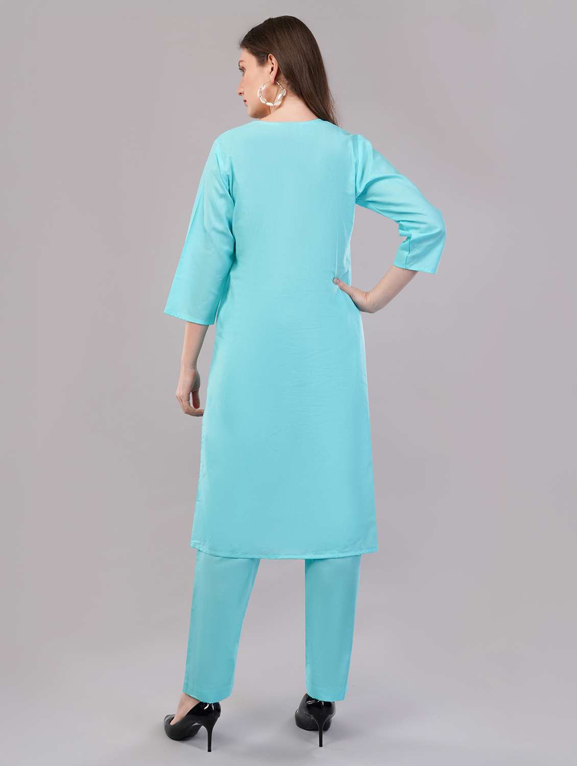 women three quarter sleeve kurta pant with dupatta set - 21786764 - Standard Image - 3