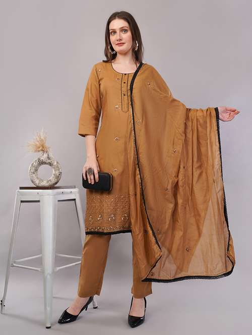 women three quarter sleeve kurta pant with dupatta set - 21786765 -  Standard Image - 0