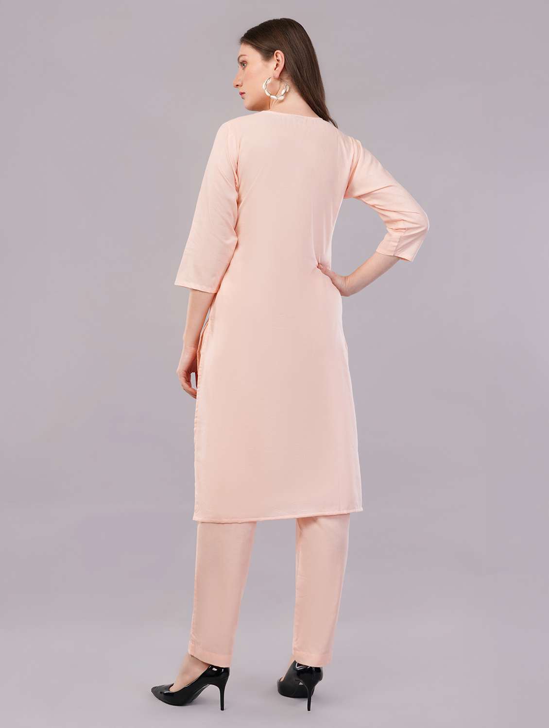 women three quarter sleeve kurta pant with dupatta set - 21786768 -  Standard Image - 3