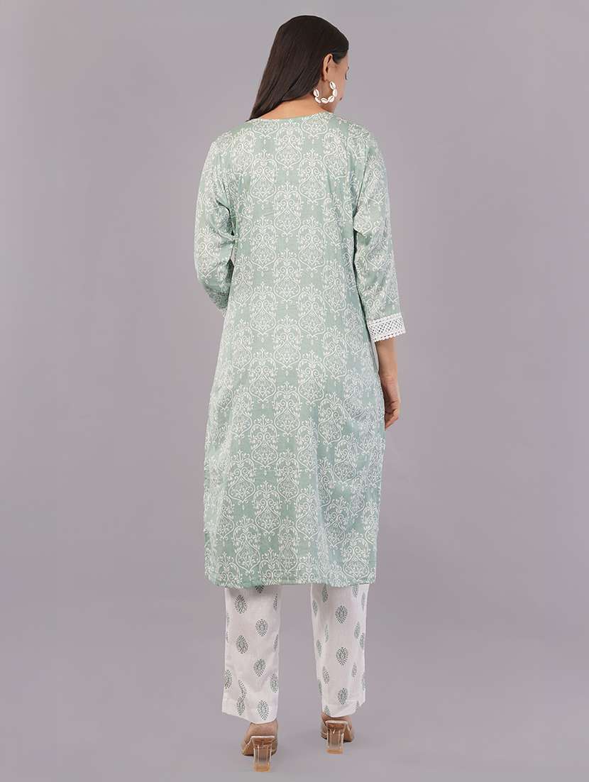 women three quarter sleeve kurta pant with dupatta set - 21786779 -  Standard Image - 3