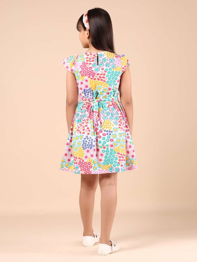 girls floral printed puff sleeves frock - 21786937 -  Standard Image - 3