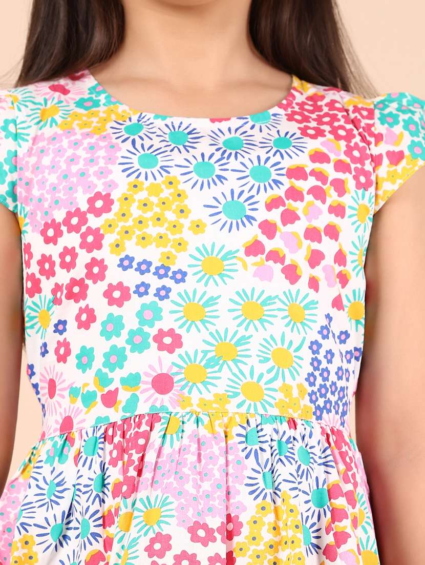 girls floral printed puff sleeves frock - 21786937 -  Standard Image - 5