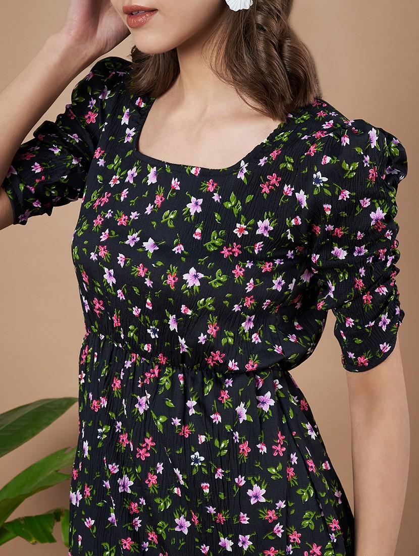 women floral printed puff sleeves tiered dress - 21787087 - Standard Image - 5