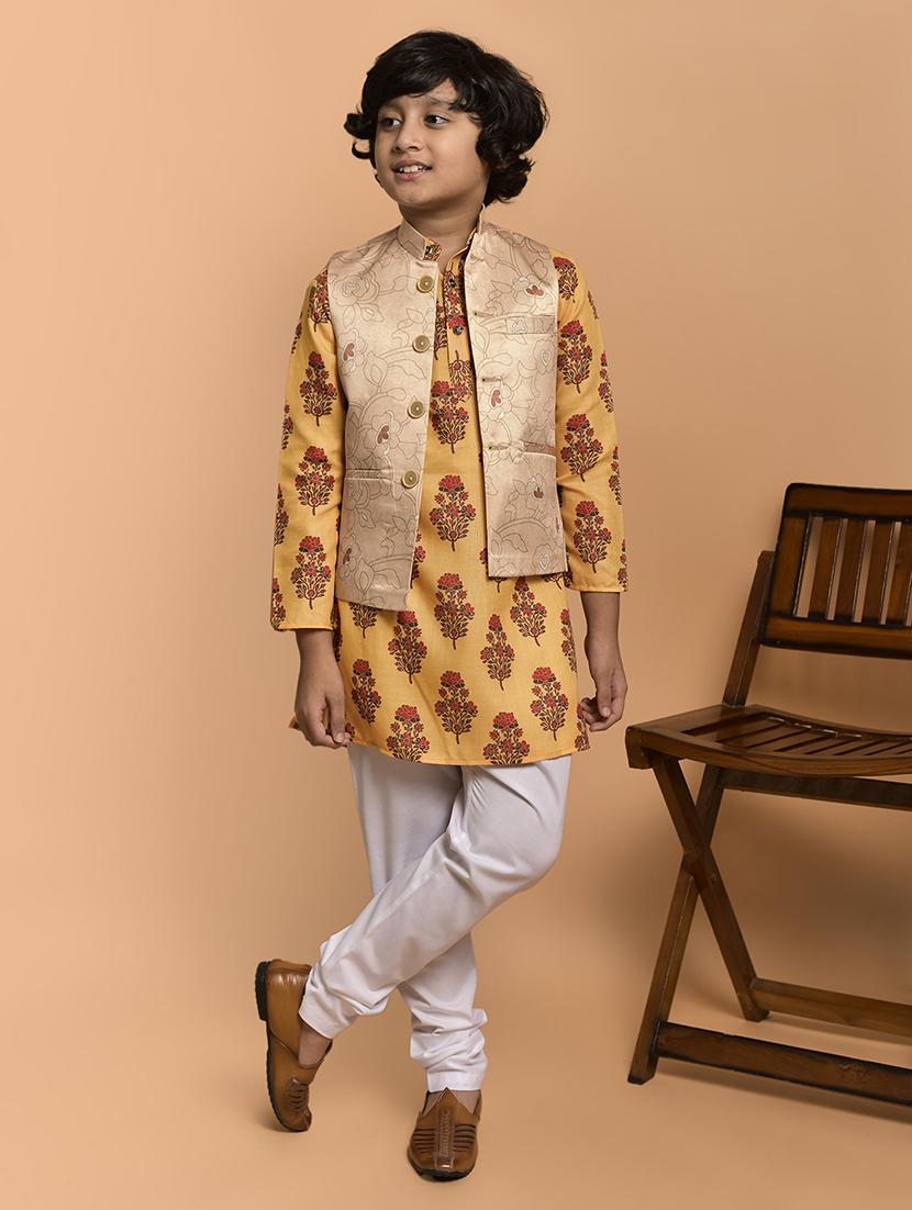yellow silk blend kurta sets kurtas & set - 21787182 - Zoom Image - 0