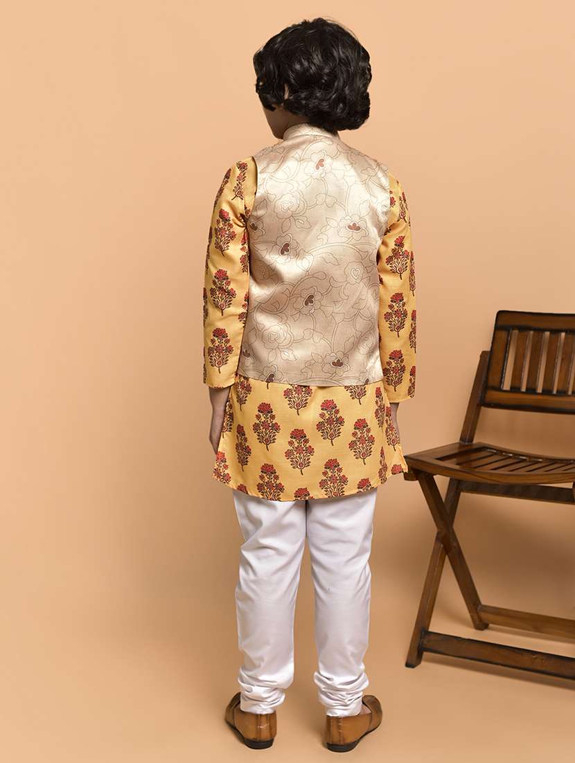yellow silk blend kurta sets kurtas & set - 21787182 - Standard Image - 3