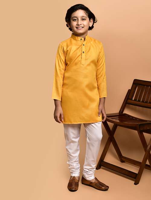boys solid mandarin neck kurta pyjama set - 21787209 - Standard Image - 0
