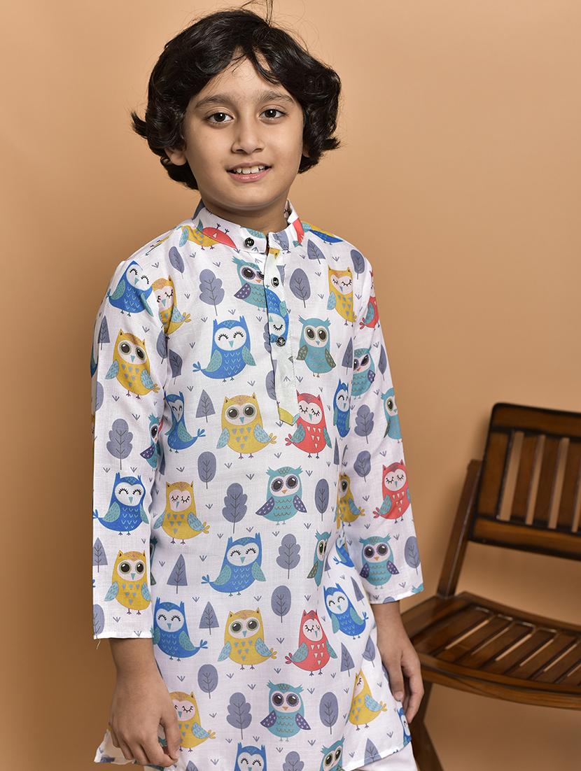 boys printed mandarin neck kurta pyjama set - 21787211 - Standard Image - 3