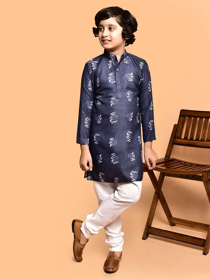 boys printed mandarin neck kurta pyjama set - 21787214 - Zoom Image - 0