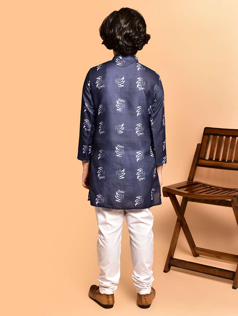 boys printed mandarin neck kurta pyjama set - 21787214 - Standard Image - 3