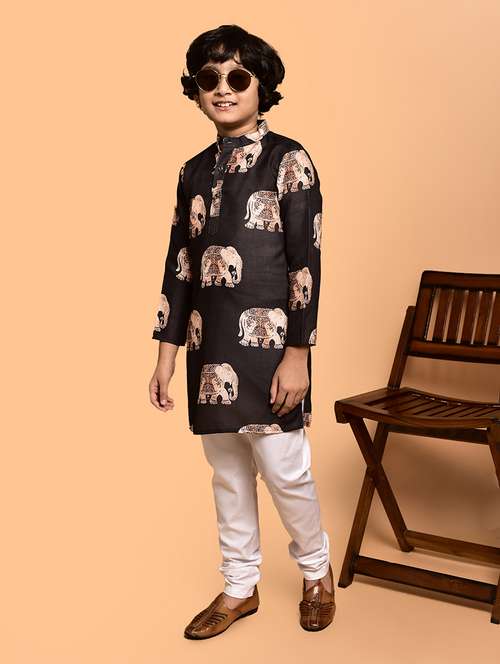 boys printed mandarin neck kurta pyjama set - 21787217 -  Standard Image - 0