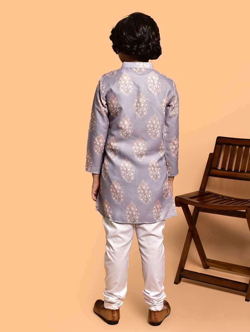 boys printed mandarin neck kurta pyjama set - 21787218 -  Standard Image - 3