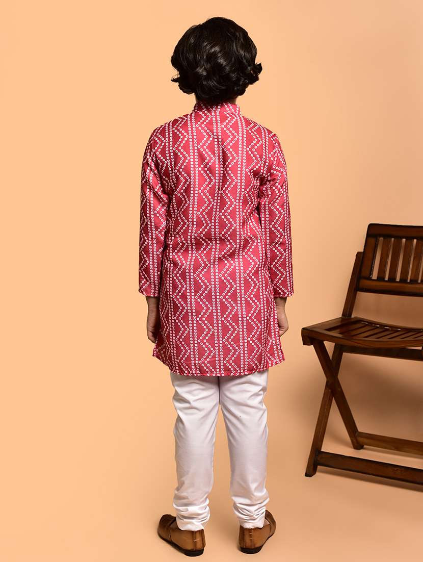 boys printed mandarin neck kurta pyjama set - 21787221 -  Standard Image - 3
