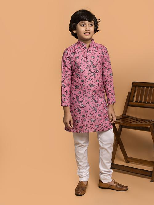 boys printed mandarin neck kurta pyjama set - 21787222 -  Standard Image - 0