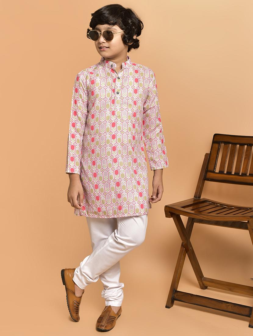 boys printed mandarin neck kurta pyjama set - 21787224 - Zoom Image - 0