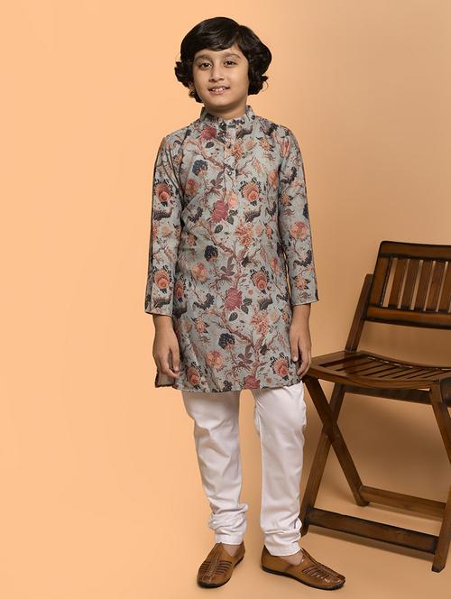 boys printed mandarin neck kurta pyjama set - 21787225 -  Standard Image - 0