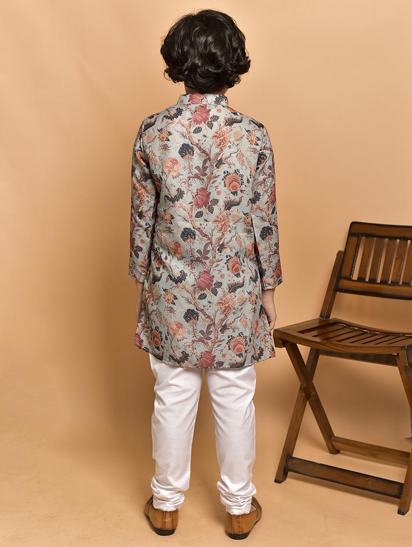boys printed mandarin neck kurta pyjama set - 21787225 - Standard Image - 3