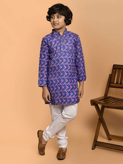 boys printed mandarin neck kurta pyjama set - 21787226 -  Standard Image - 0