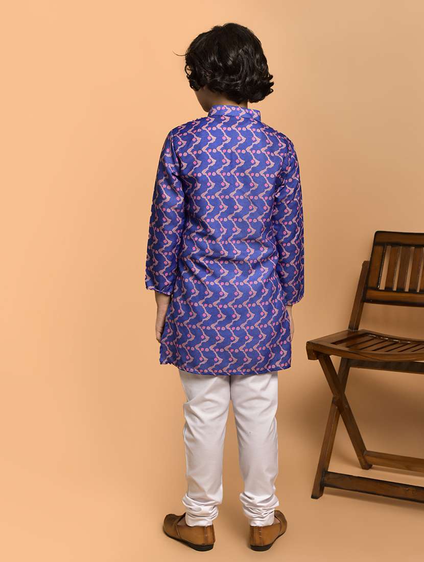 boys printed mandarin neck kurta pyjama set - 21787226 -  Standard Image - 3