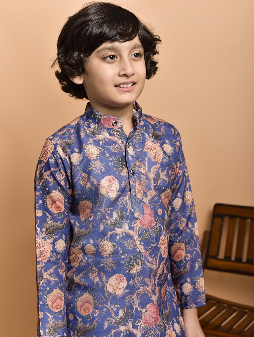 boys printed mandarin neck kurta pyjama set - 21787231 - Standard Image - 3