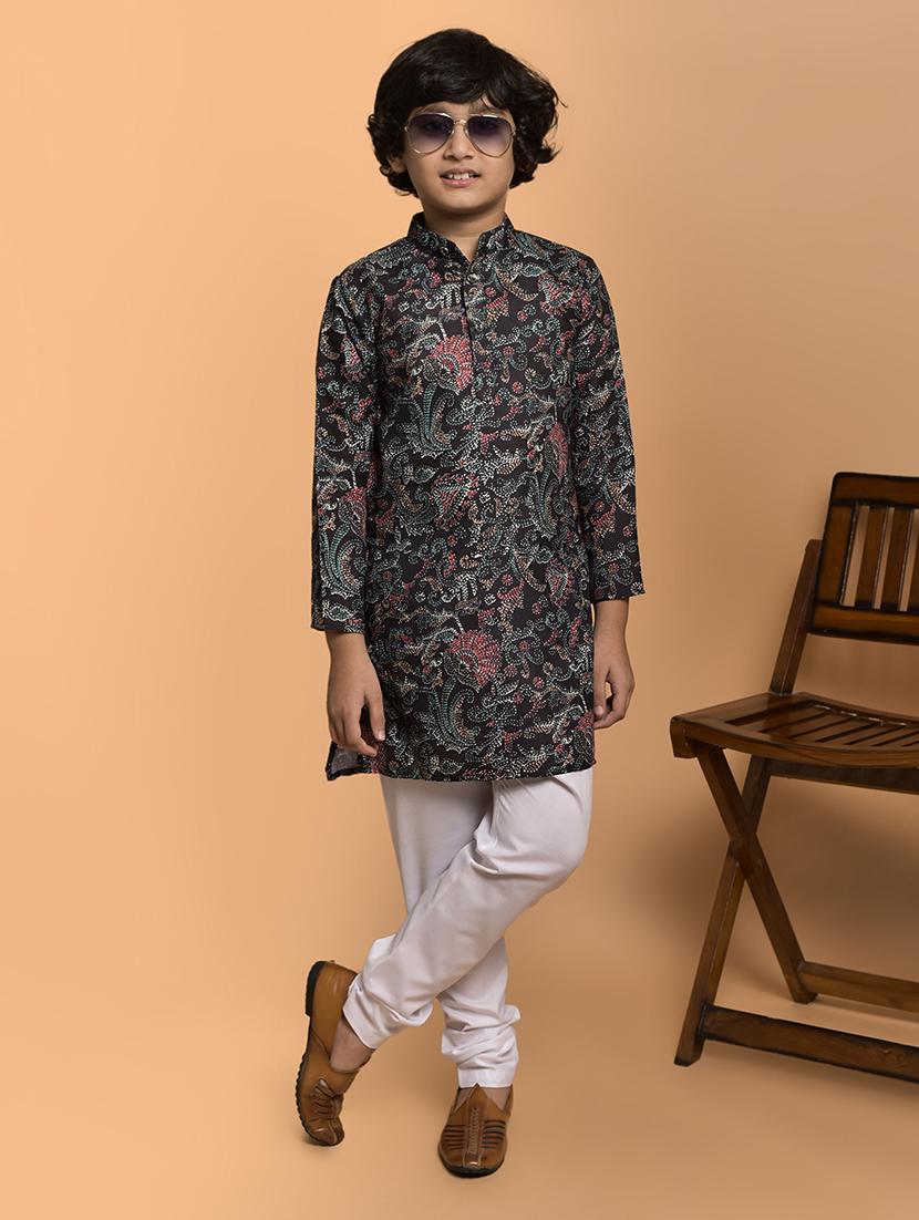 boys printed mandarin neck kurta pyjama set - 21787233 - Zoom Image - 0