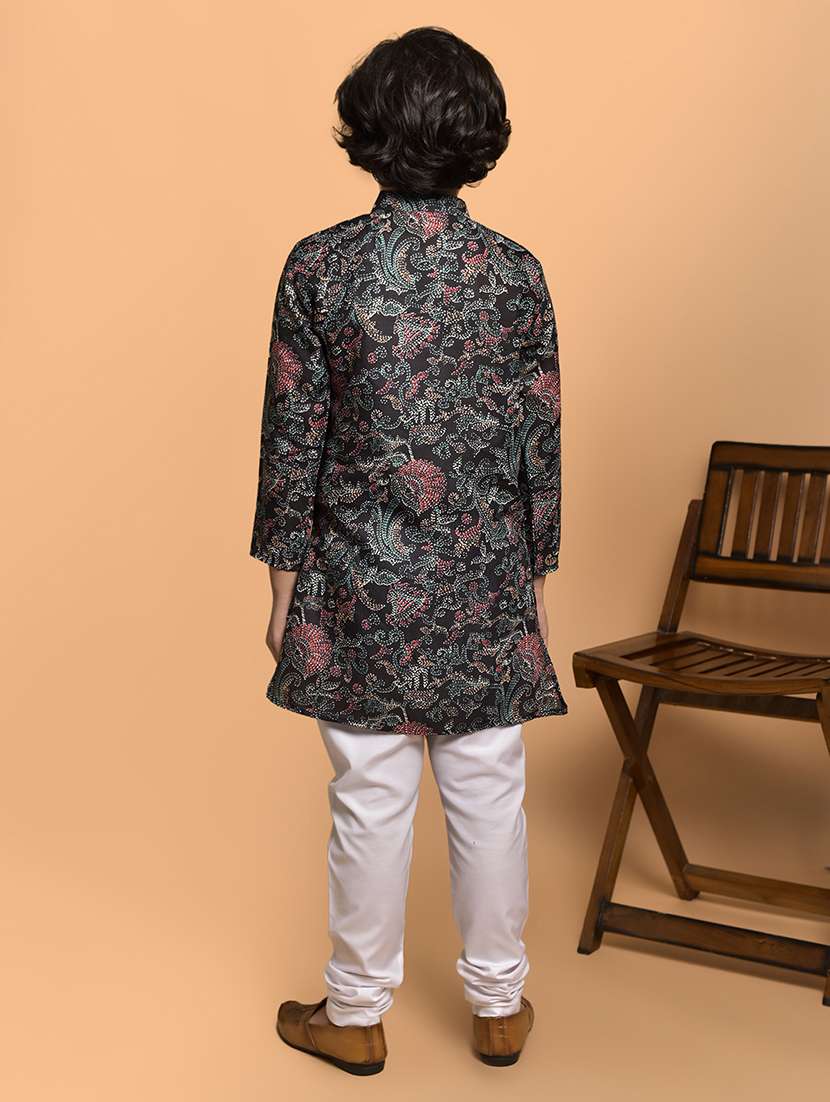 boys printed mandarin neck kurta pyjama set - 21787233 - Standard Image - 3