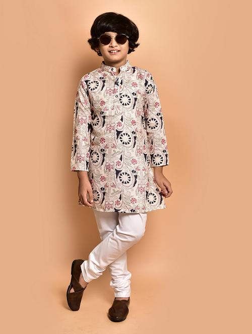 boys printed mandarin neck kurta pyjama set - 21787237 -  Standard Image - 0