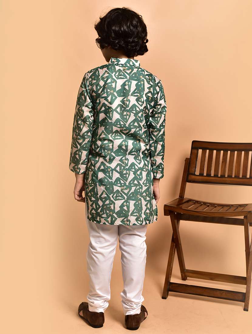 boys printed mandarin neck kurta pyjama set - 21787238 - Standard Image - 3