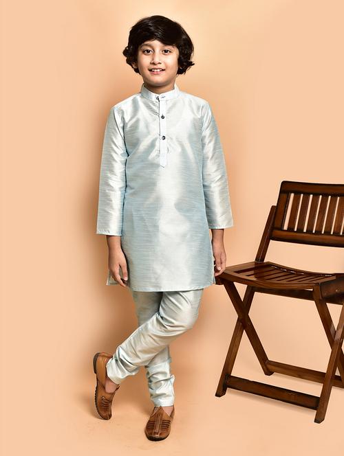 boys solid mandarin neck kurta pyjama set - 21787241 -  Standard Image - 0