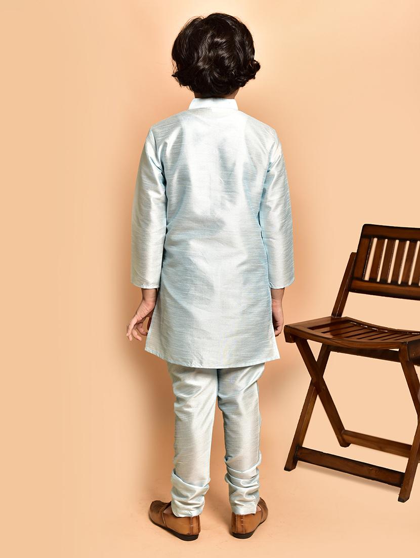 boys solid mandarin neck kurta pyjama set - 21787241 - Standard Image - 3