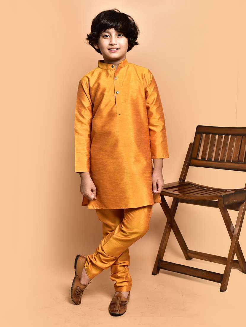 boys solid mandarin neck kurta pyjama set - 21787244 - Zoom Image - 0