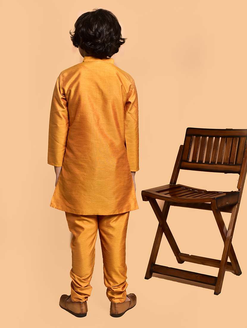boys solid mandarin neck kurta pyjama set - 21787244 - Standard Image - 3