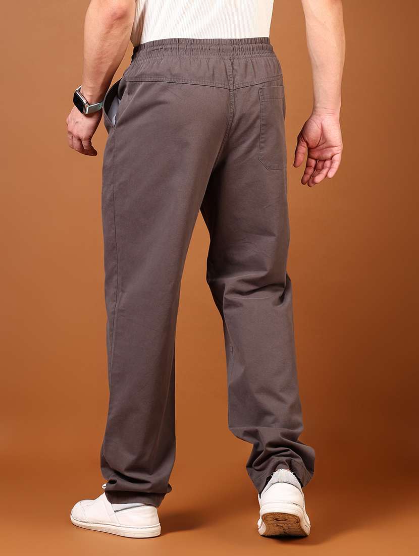 men grey solid mid rise full length casual trouser - 21787345 -  Standard Image - 3