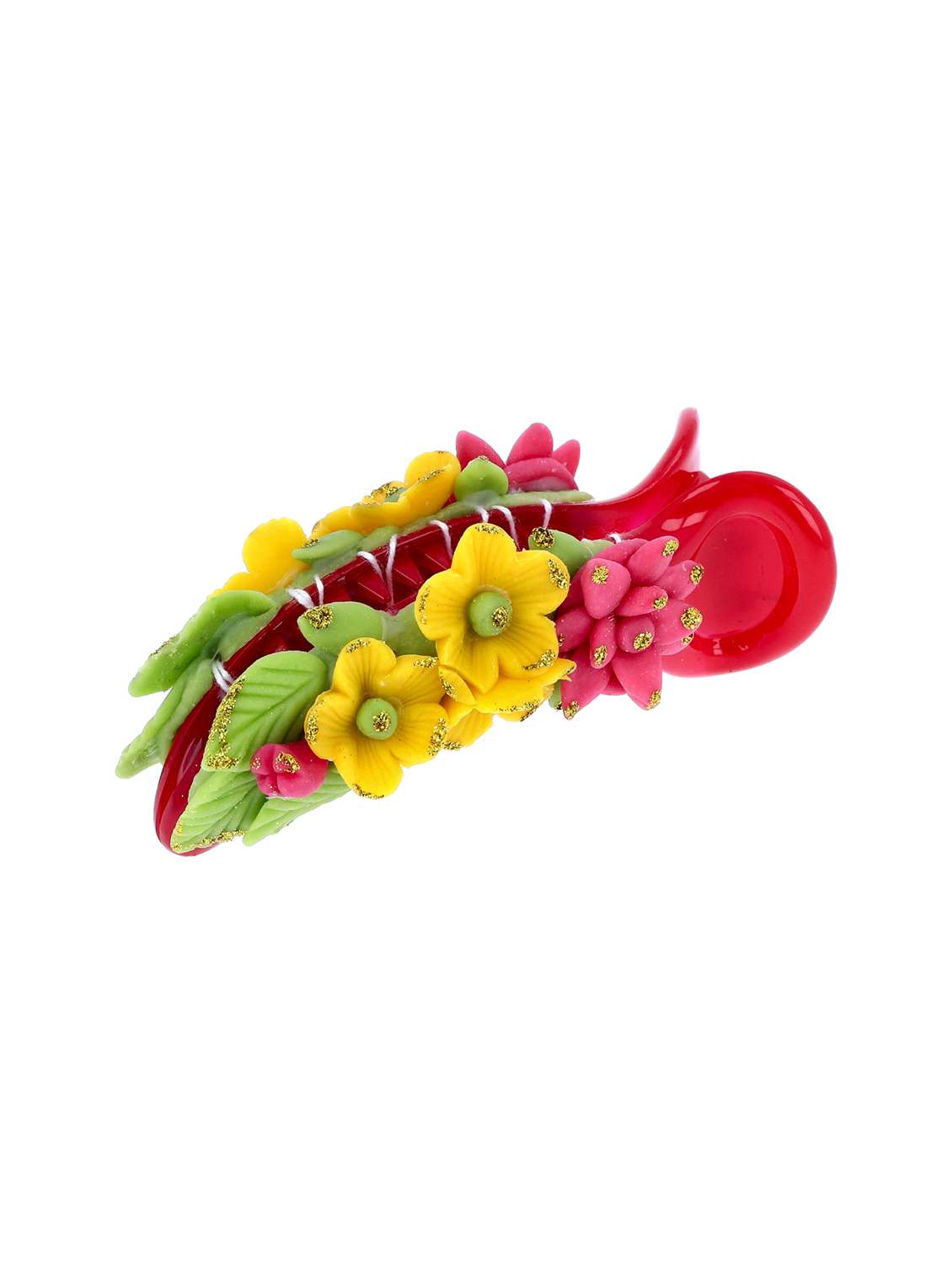 women handmade rose flower banana clip